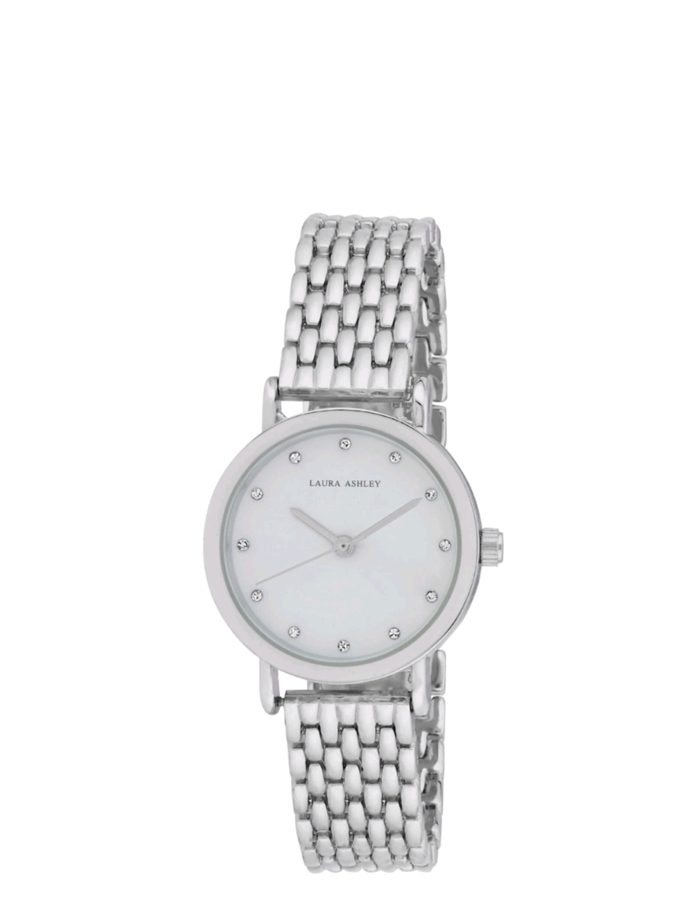 Laura Ashley Silver-Tone Ladies Crystal Marker Watch